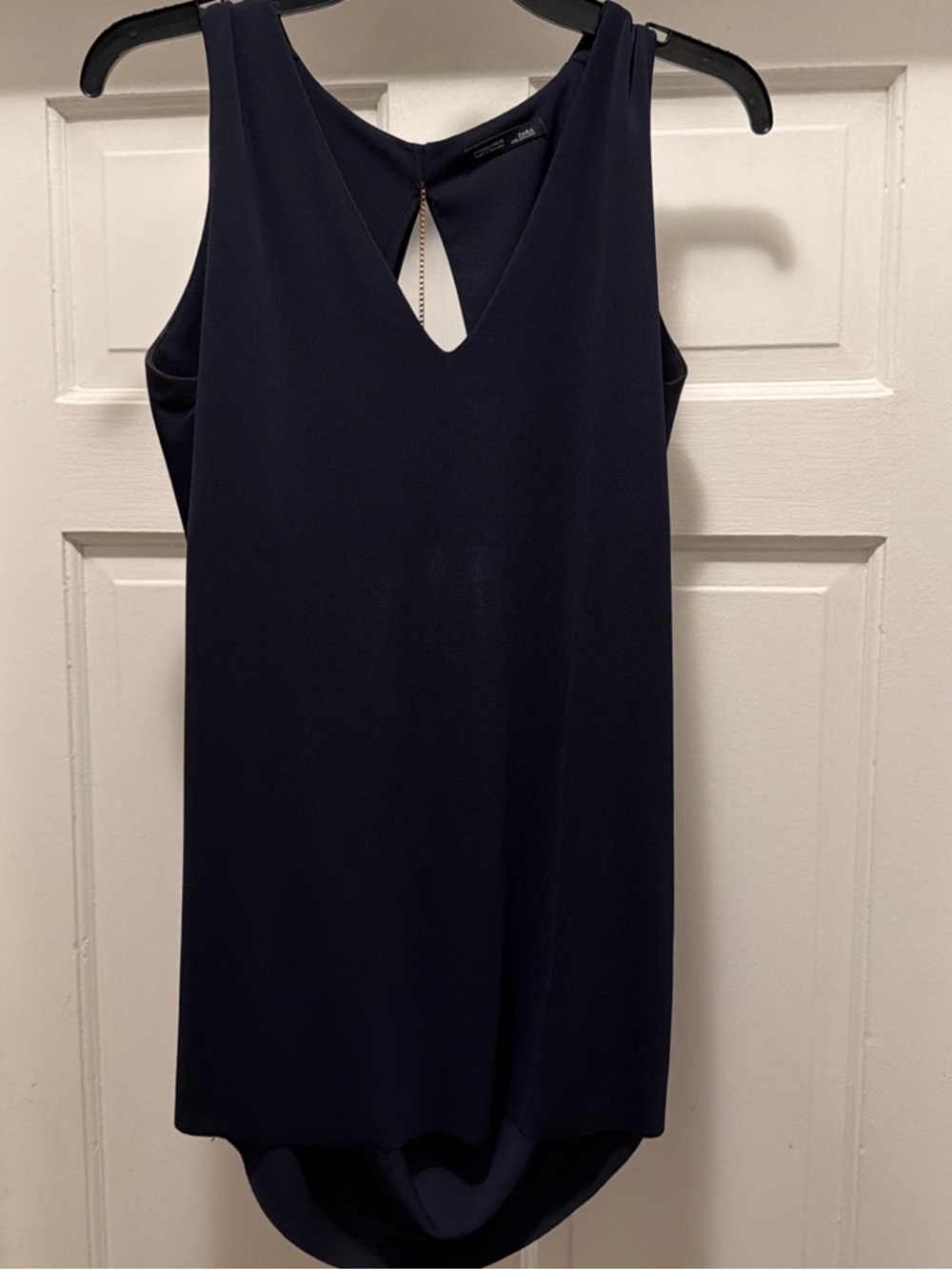 Zara Navy Sleeveless Shift Dress with Back Keyhole
